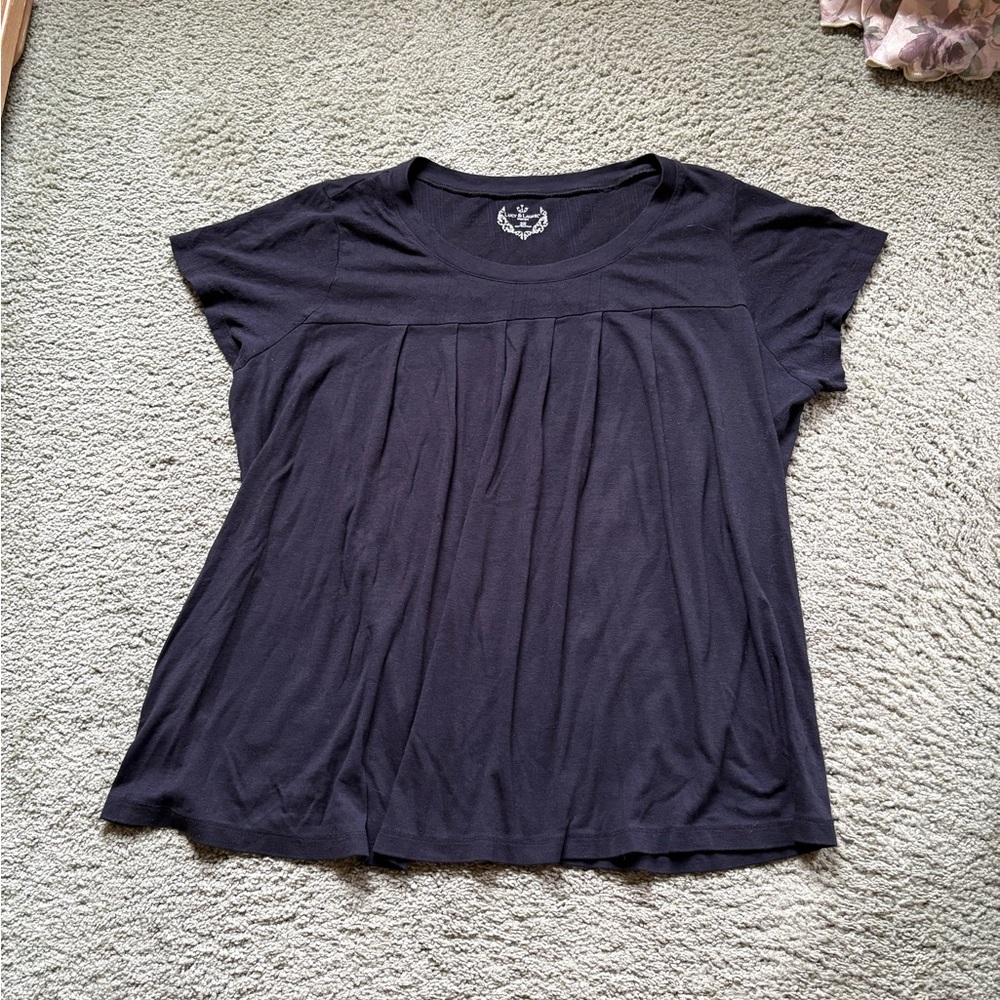 Ladies Lucy & Laurel Comfy Black Pleated Comfy PJ Top, size 2X